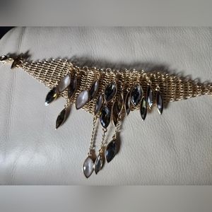 SWAROVSKI Gold "CHAINMAIL" CASCADING WATERFALL TEARDROP BRACELET